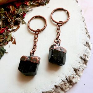 Product Image: Electroformed Raw Black Tourmaline Keychain for Protection