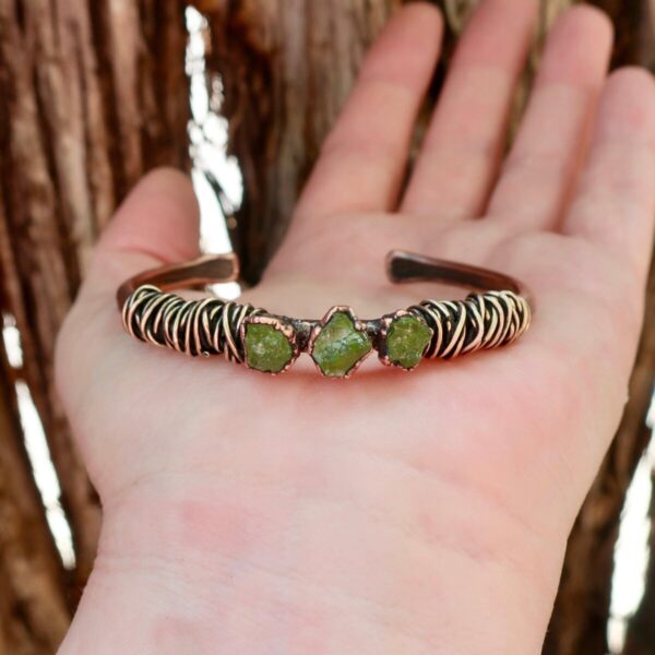 Product Image: Raw Peridot Copper Cuff Bracelet for Growth