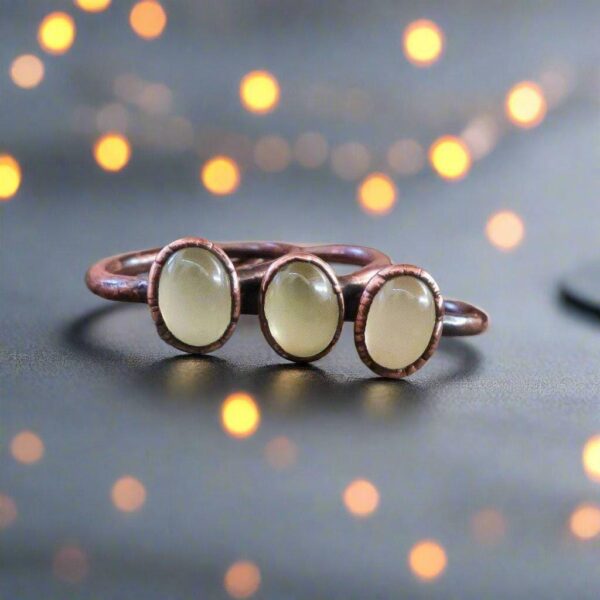 Product Image: Handcrafted Prehnite Copper Ring for Healing Energy Boost