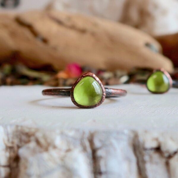 Product Image: Handcrafted Peridot Ring in Copper for Love and Growth