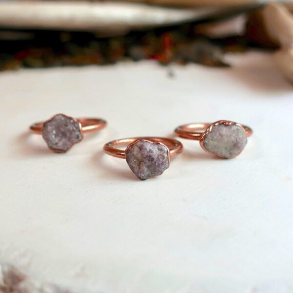 Product Image: Raw Lepidolite Ring for Stress Relief and Calm Energy