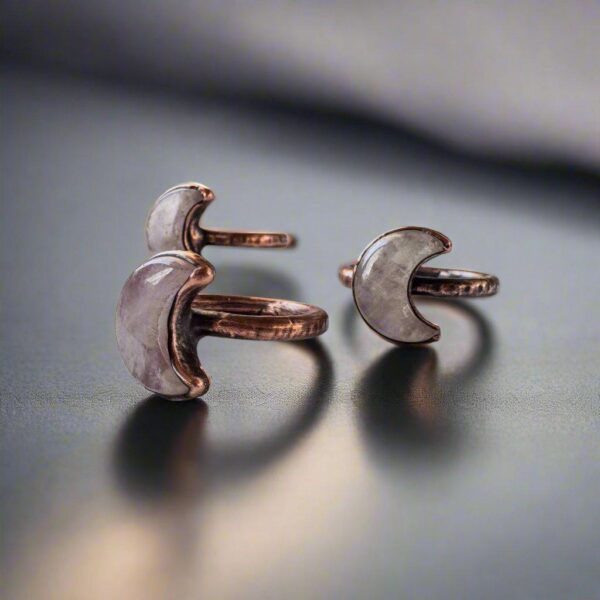 Product Image: Unique Handmade Kunzite Crescent Moon Ring for Boho Lovers