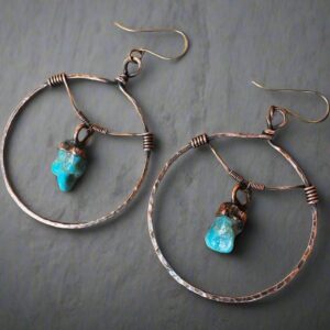 Product Image: Raw Turquoise Hoop Earrings for Healing and Balance