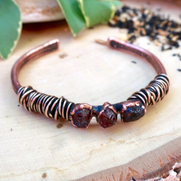 Product Image: Raw Garnet Bracelet with Electroformed Copper Cuff