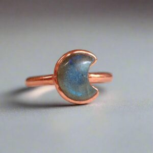 Product Image: Labradorite Crescent Moon Ring in Copper, Size 7