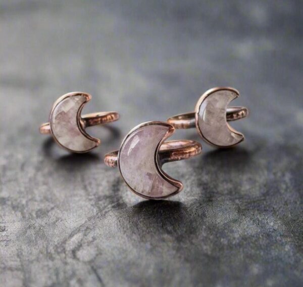 Product Image: Unique Handmade Kunzite Crescent Moon Ring for Boho Lovers