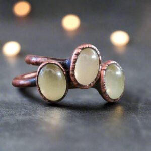 Product Image: Handcrafted Prehnite Copper Ring for Healing Energy Boost
