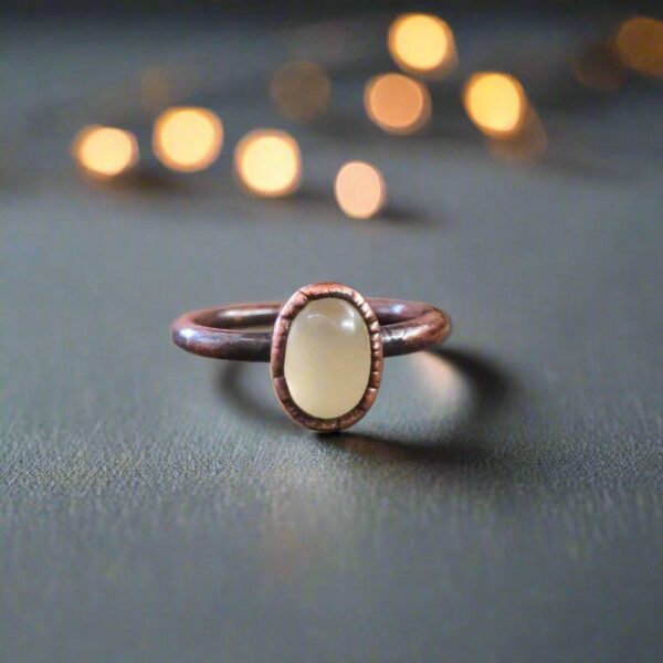 Product Image: Handcrafted Prehnite Copper Ring for Healing Energy Boost