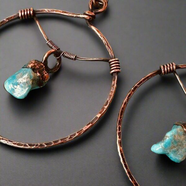 Product Image: Raw Turquoise Hoop Earrings for Healing and Balance