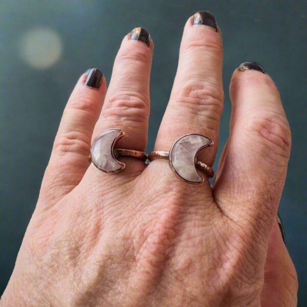 Product Image: Unique Handmade Kunzite Crescent Moon Ring for Boho Lovers