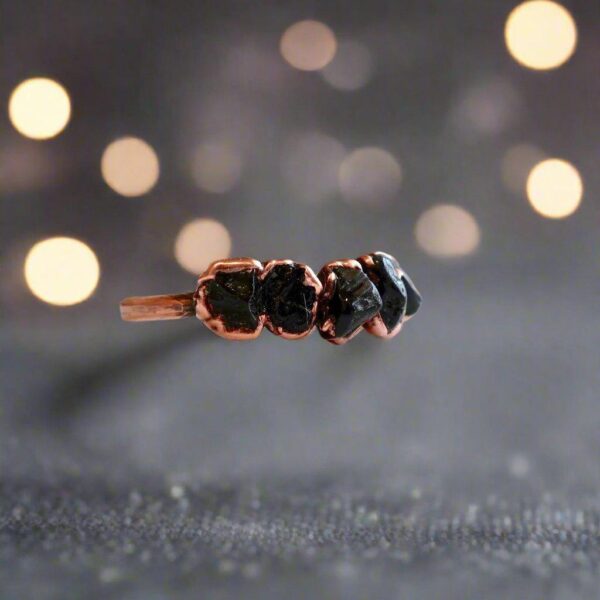 Product Image: Unique Black Tourmaline Multistone Ring for Grounding Energy