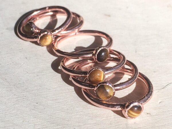 Product Image: Handmade Copper Tiger’s Eye Stacking Ring for Clarity