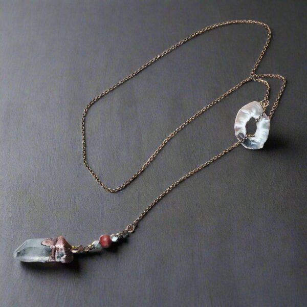 Product Image: Raw Quartz Lariat Style Necklace for Energy and Intuition