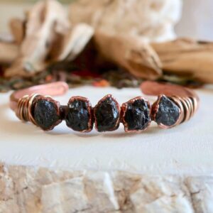 Product Image: Raw Black Tourmaline Copper Cuff Bracelet for Protection