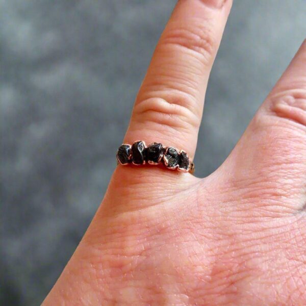 Product Image: Unique Black Tourmaline Multistone Ring for Grounding Energy