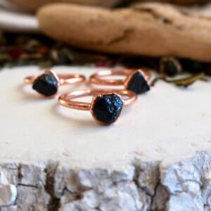 Product Image: Raw Black Tourmaline Ring in Copper Setting for Protection
