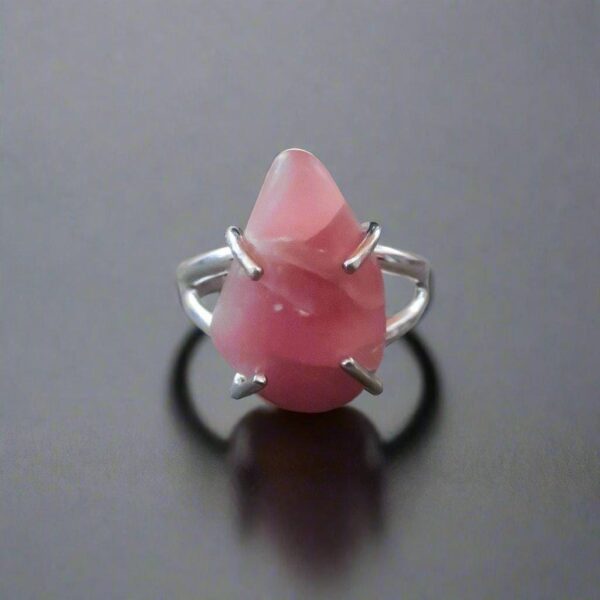 Product Image: Tumbled Rhodochrosite Ring in Sterling Silver for Healing