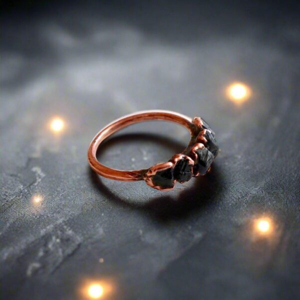 Product Image: Unique Black Tourmaline Multistone Ring for Grounding Energy
