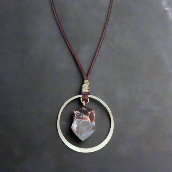 Product Image: Handmade Quartz Point Necklace in Copper and Brass Energy Healing