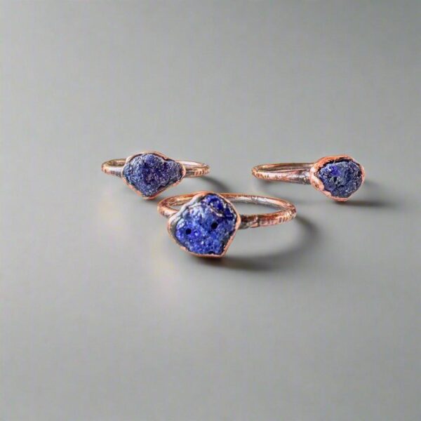 Product Image: Unique Handmade Raw Azurite Copper Ring for Boho Style