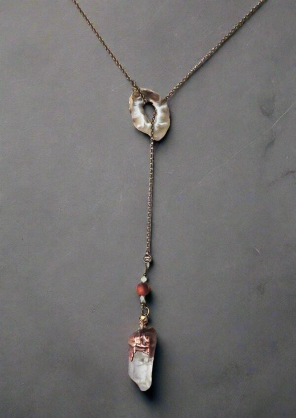 Product Image: Raw Quartz Lariat Style Necklace for Energy and Intuition