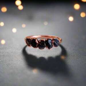 Product Image: Unique Black Tourmaline Multistone Ring for Grounding Energy