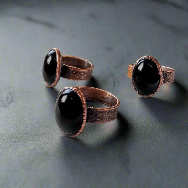 Product Image: Bold Onyx Statement Copper Ring for Unique Boho Style