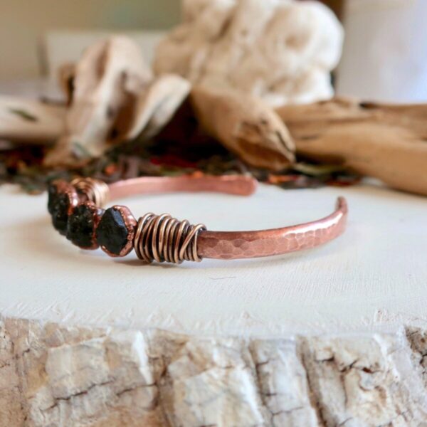 Product Image: Raw Black Tourmaline Copper Cuff Bracelet for Protection