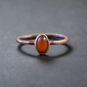 Product Image: Artisan Crafted Genuine Amber Ring in Copper Design