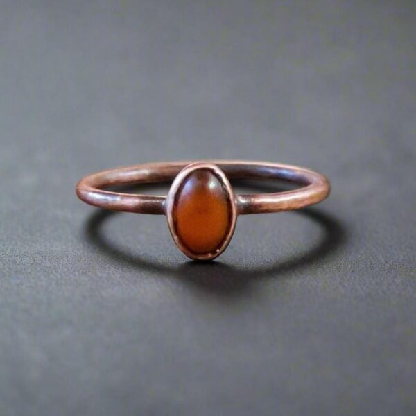 Product Image: Artisan Crafted Genuine Amber Ring in Copper Design