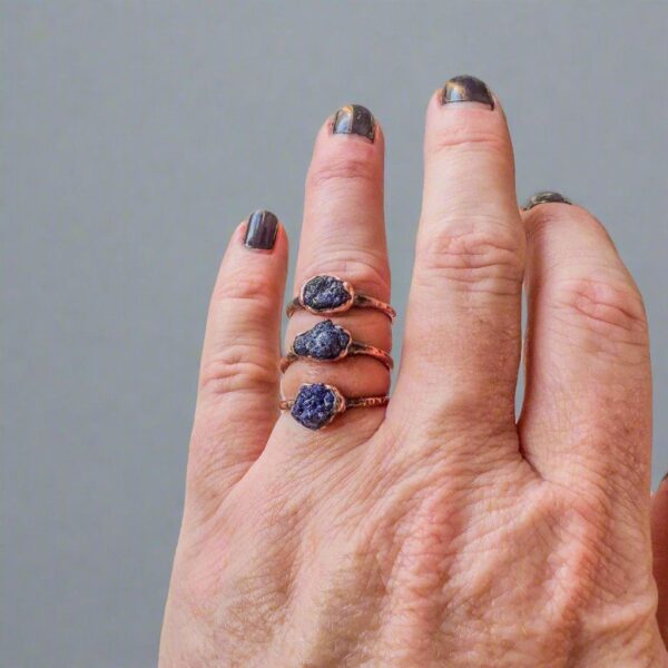 Product Image: Unique Handmade Raw Azurite Copper Ring for Boho Style