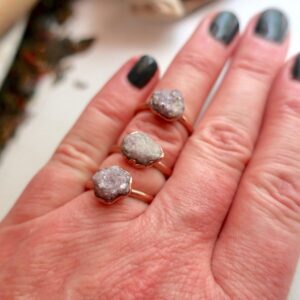 Product Image: Raw Lepidolite Ring for Stress Relief and Calm Energy