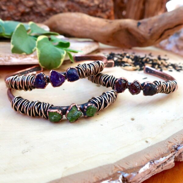Product Image: Raw Garnet Bracelet with Electroformed Copper Cuff