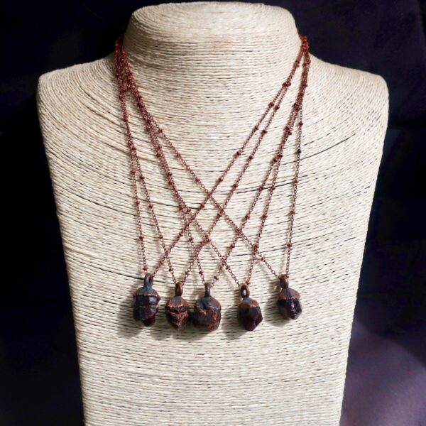 Product Image: Raw Dodecahedral Garnet Copper Necklace for January Birthstone