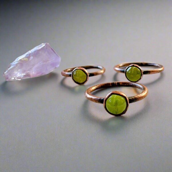 Product Image: Handmade Peridot Ring in Electroformed Copper for Healing