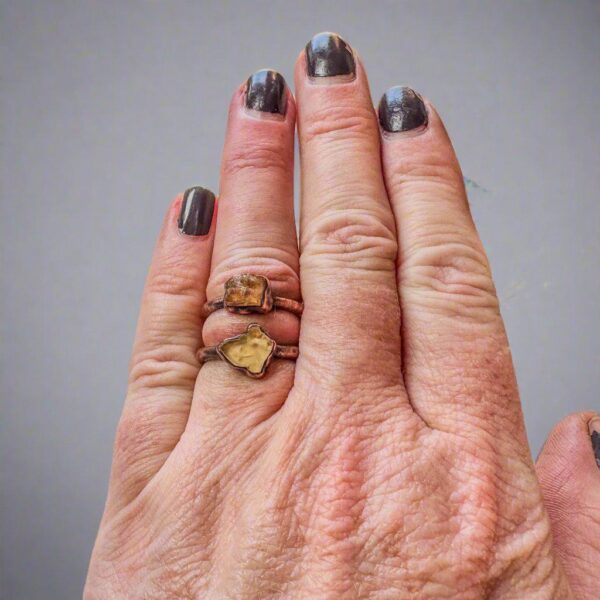 Product Image: Raw Golden Topaz Ring in Electroformed Copper Jewelry
