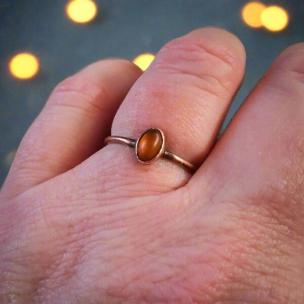 Product Image: Artisan Crafted Genuine Amber Ring in Copper Design