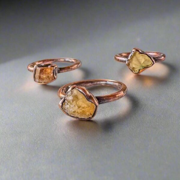 Product Image: Raw Golden Topaz Ring in Electroformed Copper Jewelry