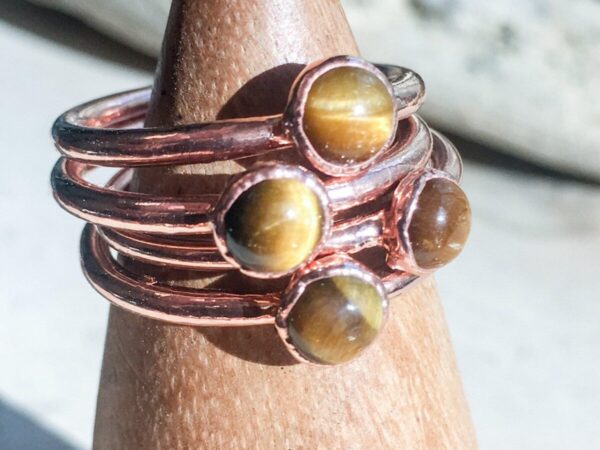 Product Image: Handmade Copper Tiger’s Eye Stacking Ring for Clarity