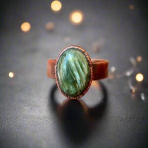 Product Image: Handcrafted Seraphinite Copper Ring for Spiritual Balance