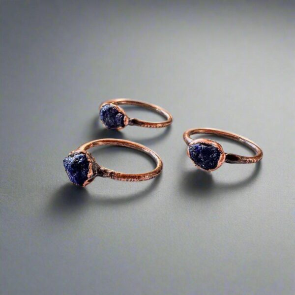 Product Image: Unique Handmade Raw Azurite Copper Ring for Boho Style