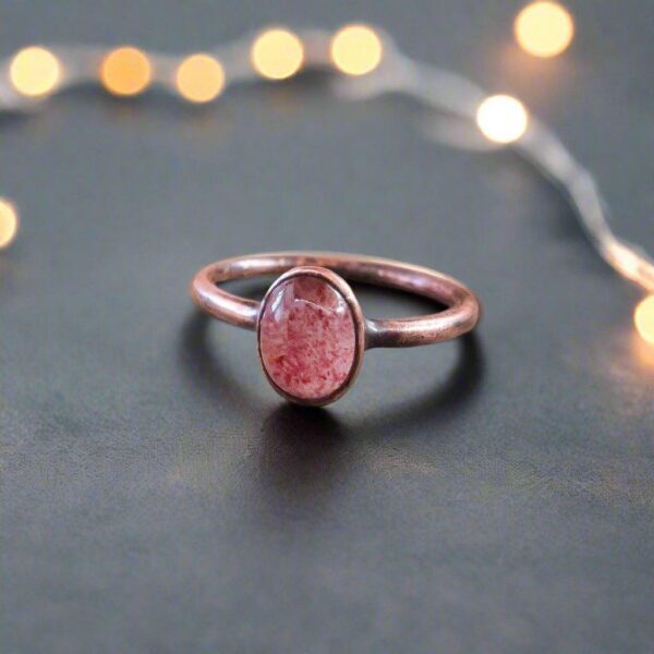 Product Image: Strawberry Quartz Ring in Copper for Emotional Healing
