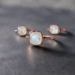 Santa Fe Marketplace Moonstone Ring — Handcrafted Copper Talisman Jewelry for Intuition Product Image: Moonstone Ring — Handcrafted Copper Talisman Jewelry for Intuition