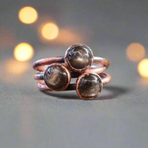 Product Image: Black Moonstone Ring in Electroformed Copper for Healing