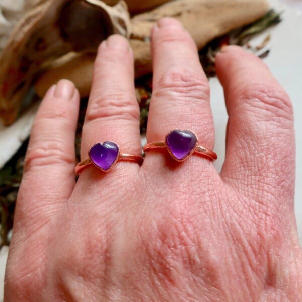 Product Image: Handmade Heart Shaped Amethyst Ring in Copper