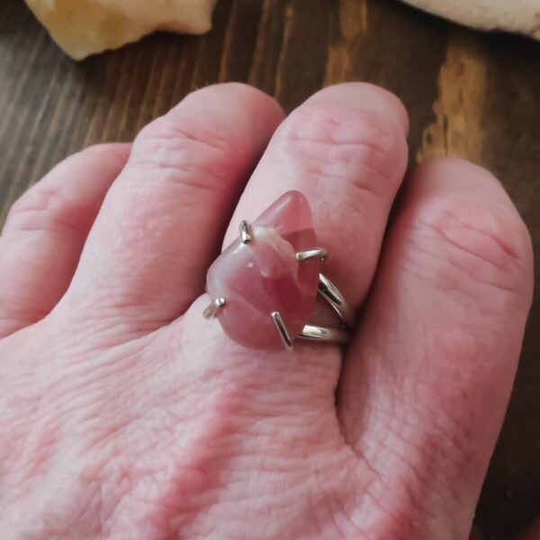 Product Image: Tumbled Rhodochrosite Ring in Sterling Silver for Healing