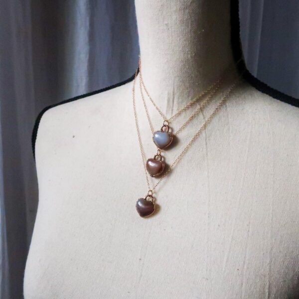Product Image: Unique Carnelian Heart Necklace with Rose Gold Chain