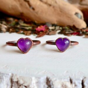 Product Image: Handmade Heart Shaped Amethyst Ring in Copper