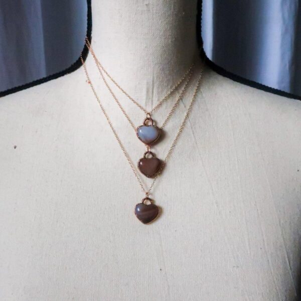 Product Image: Unique Carnelian Heart Necklace with Rose Gold Chain
