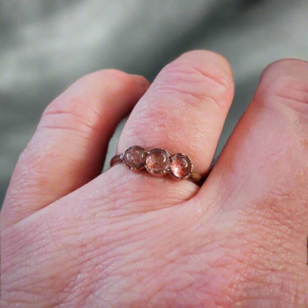 Product Image: Handcrafted Copper Strawberry Quartz Multi Stone Ring for Healing